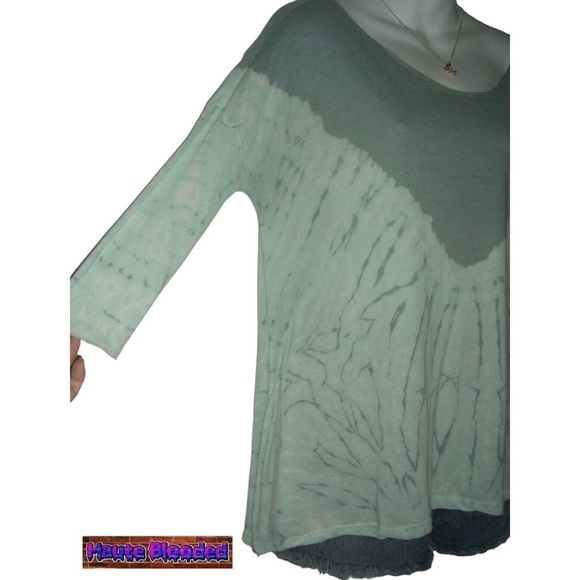 Free People Tie Dye Green Oversized Boho Boxy Urban Outfitters Bohemian Made USA - Picture 2 of 7